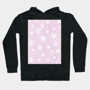 Sparkle Snowflake Pattern Design in Pastel Pink Background Hoodie